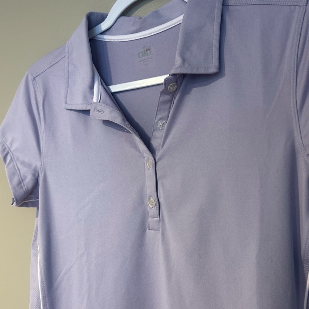 alo coolfit lavender summer golf tennis polo shirt activewear athleisure - Picture 3 of 5